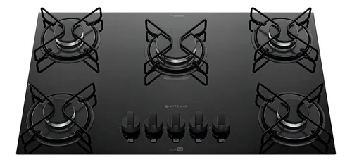 Cooktop 5 Bocas A Gás Atlas Agile Up Mega Chama Preto